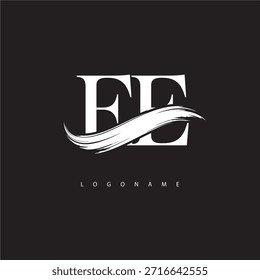 EE-Buchstabe Monogramm Logo mit Pinselstrich für moderne Markenidentität