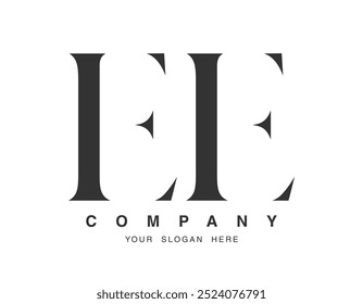 Design des EE-Logos Anfangsbuchstabe e und Serifenschriftart. Kreative klassische Firmenname Typografie. Trendy Logotype oder Identität. Vektorgrafik.