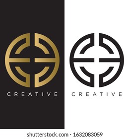 EE logo design vector. circle design series