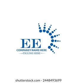 EE logo. E E design. White EE letter. EE, E E letter logo design. Initial letter EE linked circle uppercase monogram logo.