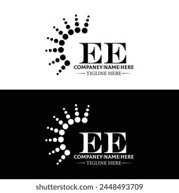 EE logo. E E design. White EE letter. EE, E E letter logo design. Initial letter EE linked circle uppercase monogram logo.