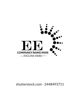 EE logo. E E design. White EE letter. EE, E E letter logo design. Initial letter EE linked circle uppercase monogram logo.