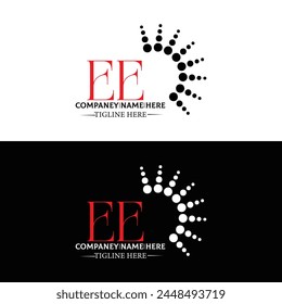 EE logo. E E design. White EE letter. EE, E E letter logo design. Initial letter EE linked circle uppercase monogram logo.