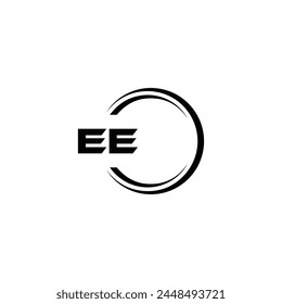 EE logo. E E design. White EE letter. EE, E E letter logo design. Initial letter EE linked circle uppercase monogram logo.