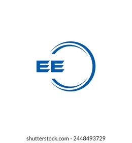 EE logo. E E design. White EE letter. EE, E E letter logo design. Initial letter EE linked circle uppercase monogram logo.