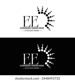 EE logo. E E design. White EE letter. EE, E E letter logo design. Initial letter EE linked circle uppercase monogram logo.