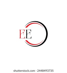 EE logo. E E design. White EE letter. EE, E E letter logo design. Initial letter EE linked circle uppercase monogram logo.