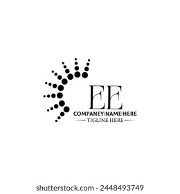 EE logo. E E design. White EE letter. EE, E E letter logo design. Initial letter EE linked circle uppercase monogram logo.