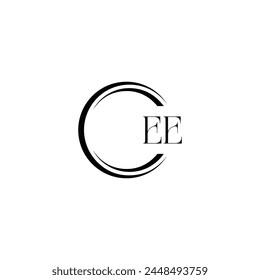 EE logo. E E design. White EE letter. EE, E E letter logo design. Initial letter EE linked circle uppercase monogram logo.