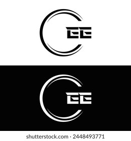 EE logo. E E design. White EE letter. EE, E E letter logo design. Initial letter EE linked circle uppercase monogram logo.