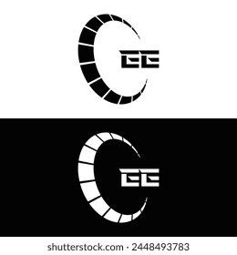 EE logo. E E design. White EE letter. EE, E E letter logo design. Initial letter EE linked circle uppercase monogram logo.