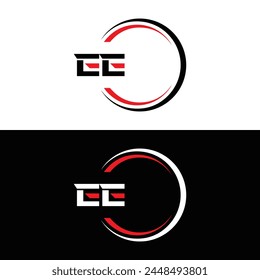 EE logo. E E design. White EE letter. EE, E E letter logo design. Initial letter EE linked circle uppercase monogram logo.