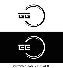 EE logo. E E design. White EE letter. EE, E E letter logo design. Initial letter EE linked circle uppercase monogram logo.