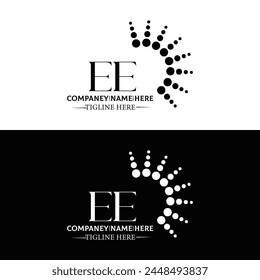 EE logo. E E design. White EE letter. EE, E E letter logo design. Initial letter EE linked circle uppercase monogram logo.