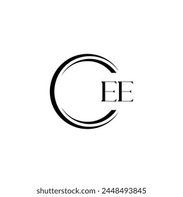 EE logo. E E design. White EE letter. EE, E E letter logo design. Initial letter EE linked circle uppercase monogram logo.