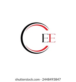 EE logo. E E design. White EE letter. EE, E E letter logo design. Initial letter EE linked circle uppercase monogram logo.