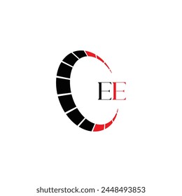 EE logo. E E design. White EE letter. EE, E E letter logo design. Initial letter EE linked circle uppercase monogram logo.