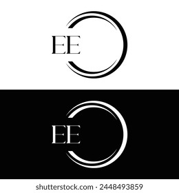 EE logo. E E design. White EE letter. EE, E E letter logo design. Initial letter EE linked circle uppercase monogram logo.