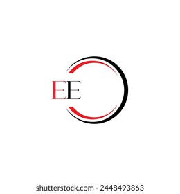 EE logo. E E design. White EE letter. EE, E E letter logo design. Initial letter EE linked circle uppercase monogram logo.