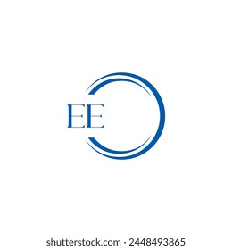 EE logo. E E design. White EE letter. EE, E E letter logo design. Initial letter EE linked circle uppercase monogram logo.