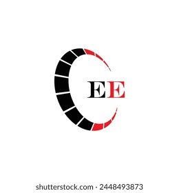 EE logo. E E design. White EE letter. EE, E E letter logo design. Initial letter EE linked circle uppercase monogram logo.