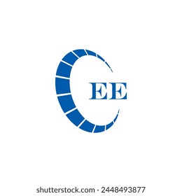 EE logo. E E design. White EE letter. EE, E E letter logo design. Initial letter EE linked circle uppercase monogram logo.