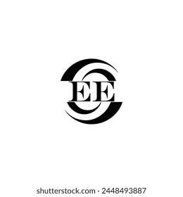 EE logo. E E design. White EE letter. EE, E E letter logo design. Initial letter EE linked circle uppercase monogram logo.