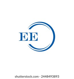 EE logo. E E design. White EE letter. EE, E E letter logo design. Initial letter EE linked circle uppercase monogram logo.