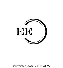 EE logo. E E design. White EE letter. EE, E E letter logo design. Initial letter EE linked circle uppercase monogram logo.