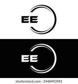 EE logo. E E design. White EE letter. EE, E E letter logo design. Initial letter EE linked circle uppercase monogram logo.