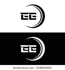 EE logo. E E design. White EE letter. EE, E E letter logo design. Initial letter EE linked circle uppercase monogram logo.