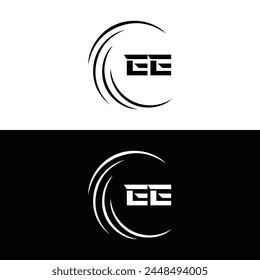 EE logo. E E design. White EE letter. EE, E E letter logo design. Initial letter EE linked circle uppercase monogram logo.