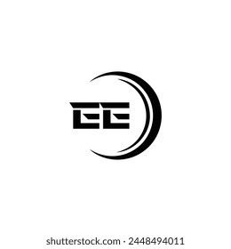 EE logo. E E design. White EE letter. EE, E E letter logo design. Initial letter EE linked circle uppercase monogram logo.