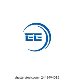 EE logo. E E design. White EE letter. EE, E E letter logo design. Initial letter EE linked circle uppercase monogram logo.