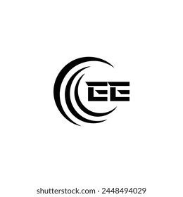 EE logo. E E design. White EE letter. EE, E E letter logo design. Initial letter EE linked circle uppercase monogram logo.