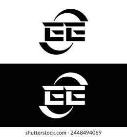 EE logo. E E design. White EE letter. EE, E E letter logo design. Initial letter EE linked circle uppercase monogram logo.