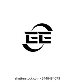 EE logo. E E design. White EE letter. EE, E E letter logo design. Initial letter EE linked circle uppercase monogram logo.