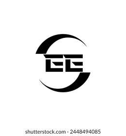 EE logo. E E design. White EE letter. EE, E E letter logo design. Initial letter EE linked circle uppercase monogram logo.