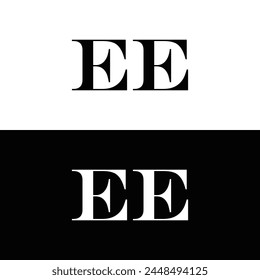 EE logo. E E design. White EE letter. EE, E E letter logo design. Initial letter EE linked circle uppercase monogram logo.