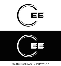 EE logo. E E design. White EE letter. EE, E E letter logo design. Initial letter EE linked circle uppercase monogram logo.