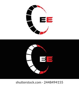 EE logo. E E design. White EE letter. EE, E E letter logo design. Initial letter EE linked circle uppercase monogram logo.