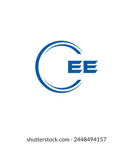 EE logo. E E design. White EE letter. EE, E E letter logo design. Initial letter EE linked circle uppercase monogram logo.