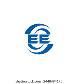 EE logo. E E design. White EE letter. EE, E E letter logo design. Initial letter EE linked circle uppercase monogram logo.