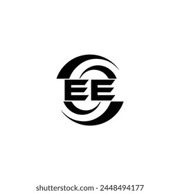 EE logo. E E design. White EE letter. EE, E E letter logo design. Initial letter EE linked circle uppercase monogram logo.