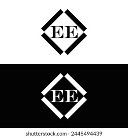 EE logo. E E design. White EE letter. EE, E E letter logo design. Initial letter EE linked circle uppercase monogram logo.