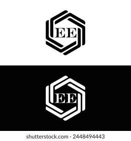 EE logo. E E design. White EE letter. EE, E E letter logo design. Initial letter EE linked circle uppercase monogram logo.