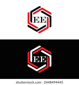 EE logo. E E design. White EE letter. EE, E E letter logo design. Initial letter EE linked circle uppercase monogram logo.