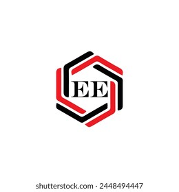 EE logo. E E design. White EE letter. EE, E E letter logo design. Initial letter EE linked circle uppercase monogram logo.