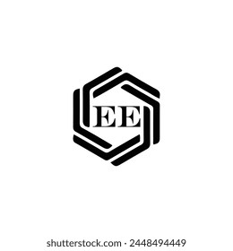 EE logo. E E design. White EE letter. EE, E E letter logo design. Initial letter EE linked circle uppercase monogram logo.