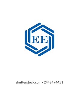 EE logo. E E design. White EE letter. EE, E E letter logo design. Initial letter EE linked circle uppercase monogram logo.